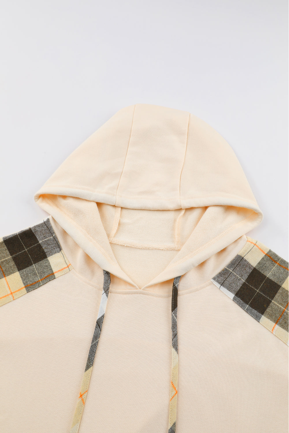 Maxct &Drawstring Plaid Long Sleeve Hoodie