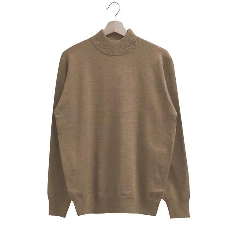 Maxct 90s Streetwear Autumn And Winter High-grade Semi-turtleneck Sweater Men's Korean-style Loose Casual Solid Color Middle Collar Knitted Base Shirt With Long Sleeves