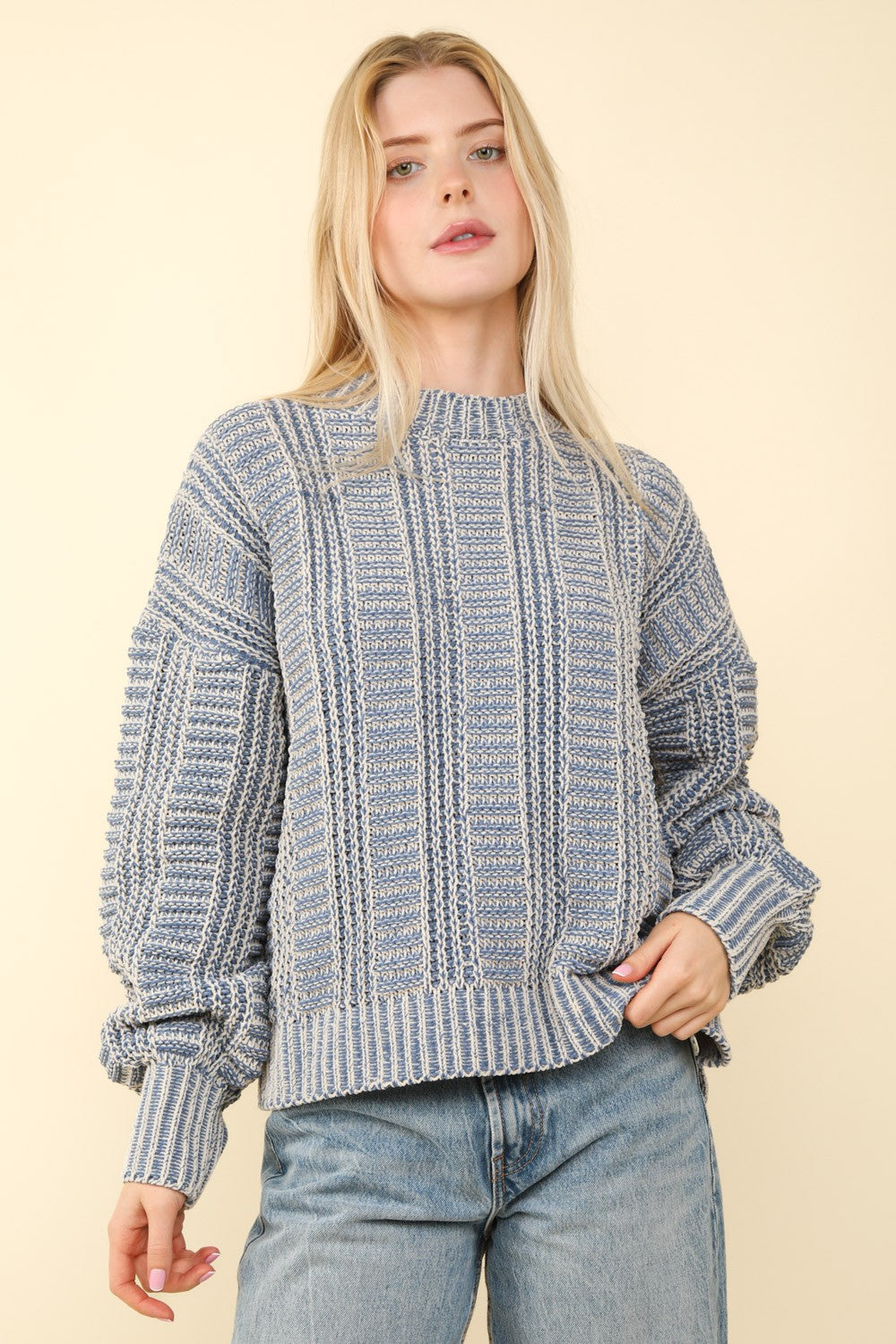 Maxct &VERY J Two Tone Long Sleeve Sweater