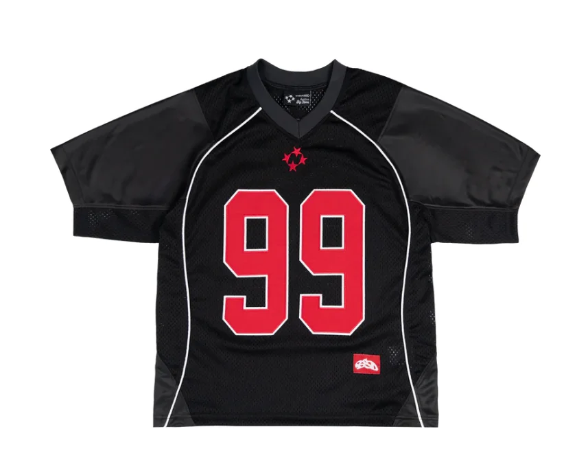 Y2K Retro American Casual Hip-hop Splicing Clothing Vintage Aesthetic Gothic Fashion Sports High Street Jersey T-shirt Man