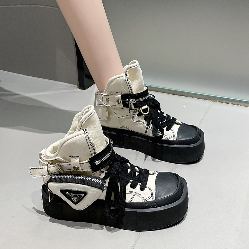 Women's Punk Gothic Denim Canvas Platform Ankle Boots