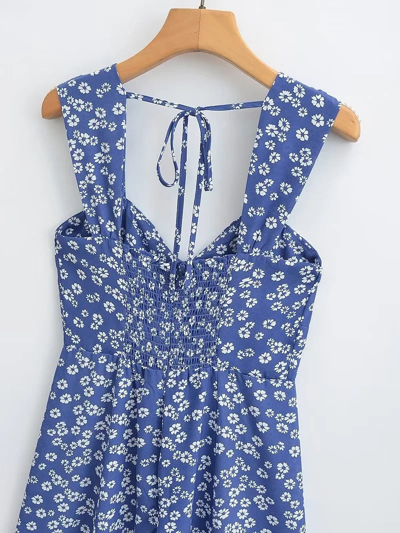 Maxct The Single-breasted Floral Midi Dress
