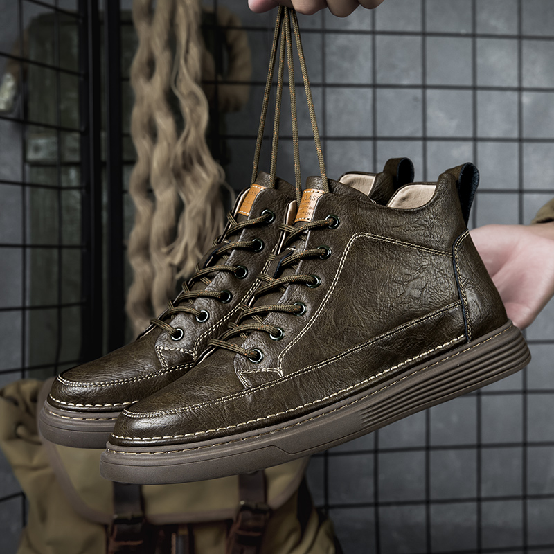 Men's Leather Motorcycle Boots - true deals club
