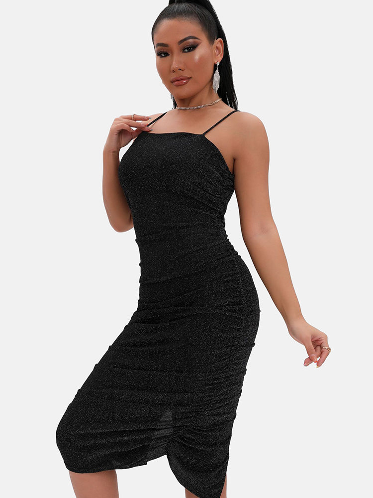 Spaghetti Strap Split Midi Dress Maxct