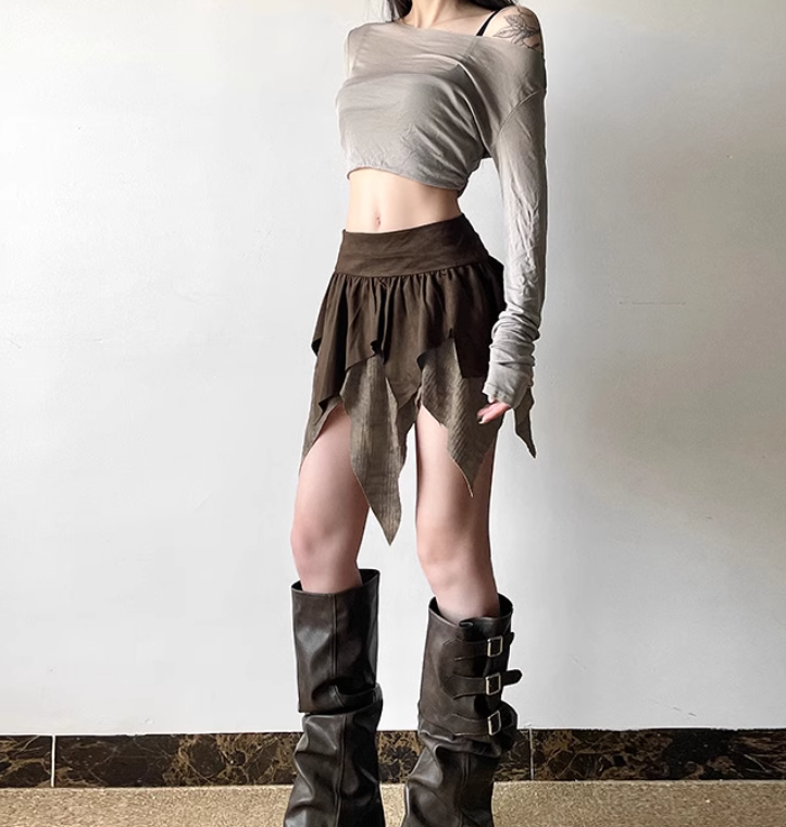 Asymmetric Ruffled Mini Skirt Maxct