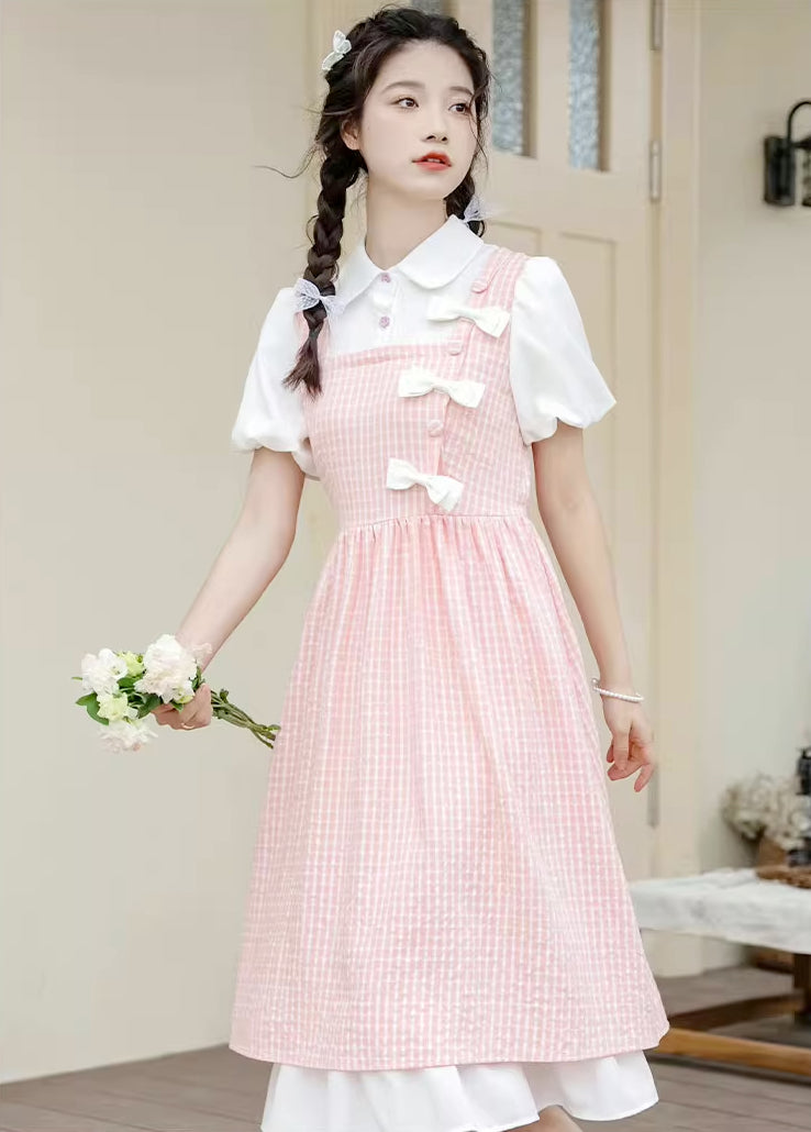 Gingham Bows Twofer Dress Maxct