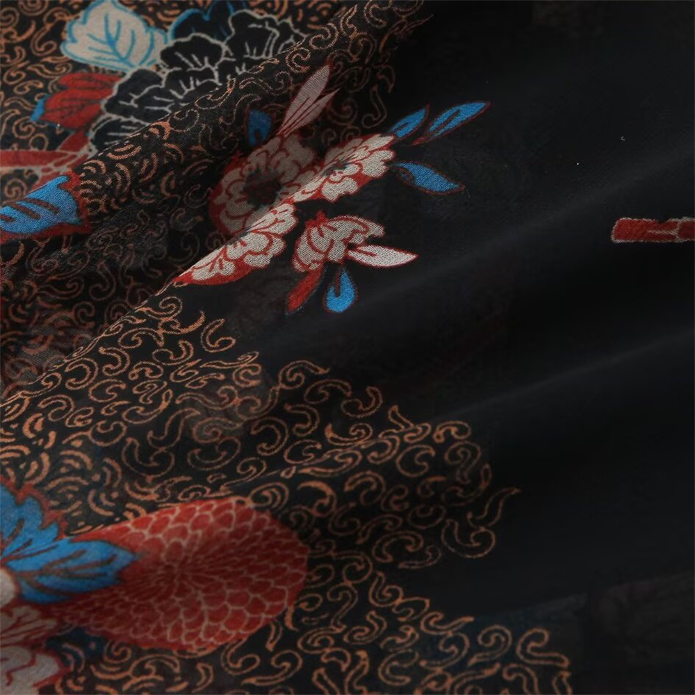 Maxct Autumn New Women's Fashion Style Ribbon Decoration Round Neck Long Sleeve Flower Printed Shirt Top
