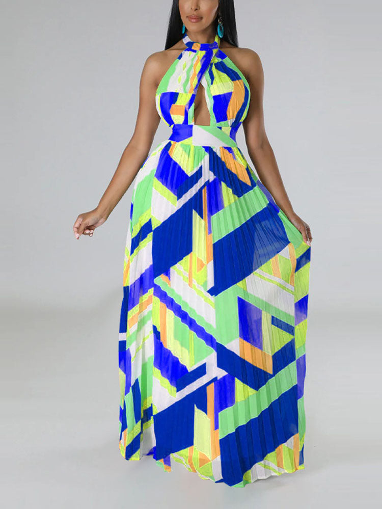 Halter Pleated Maxi Dress Maxct