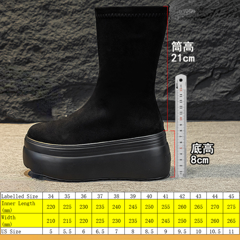 Women's 8cm Suede Leather Platform Boots - true deals club