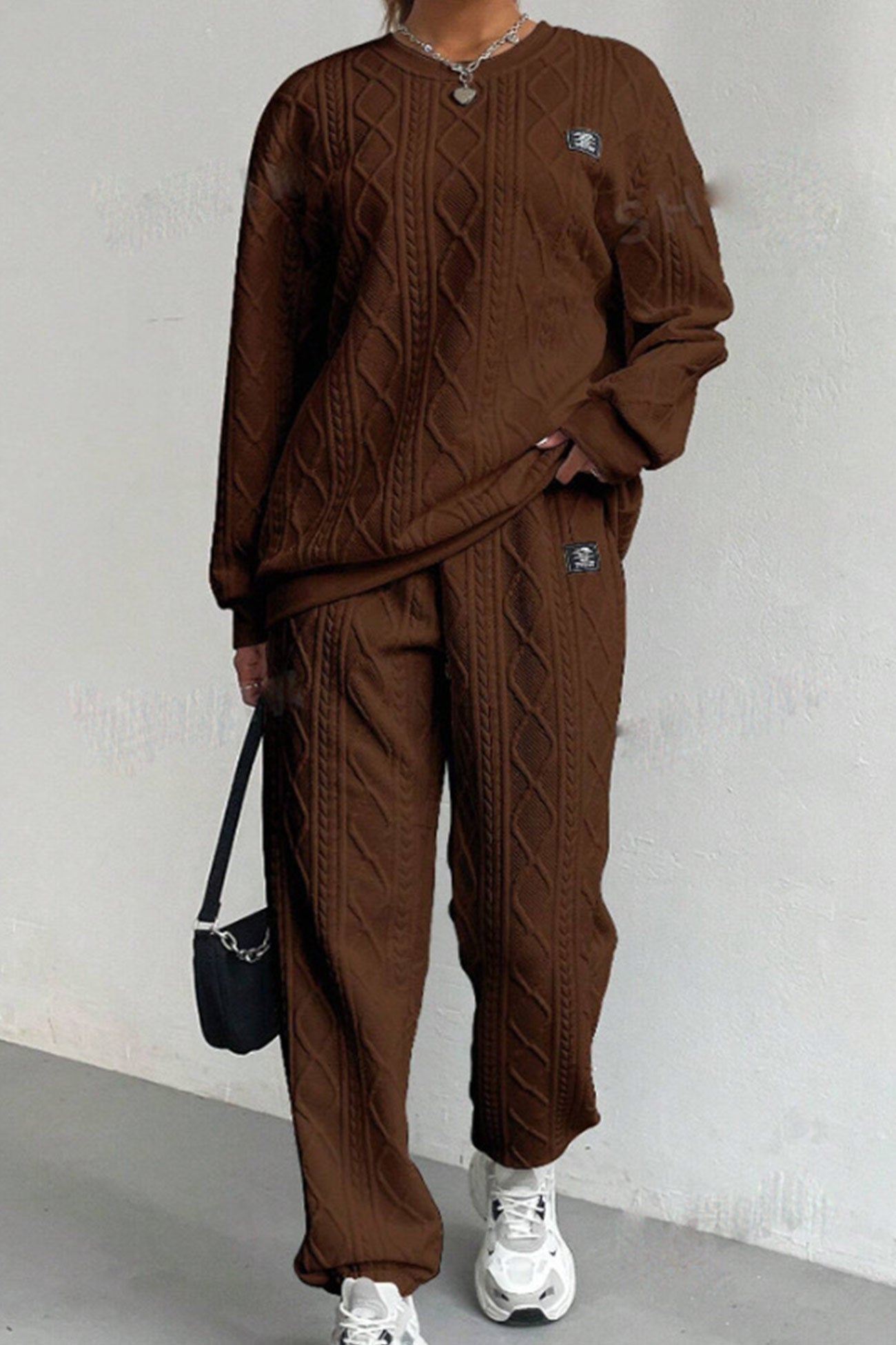 Maxct Cable Knit Crew Neck Sweatshirt Set