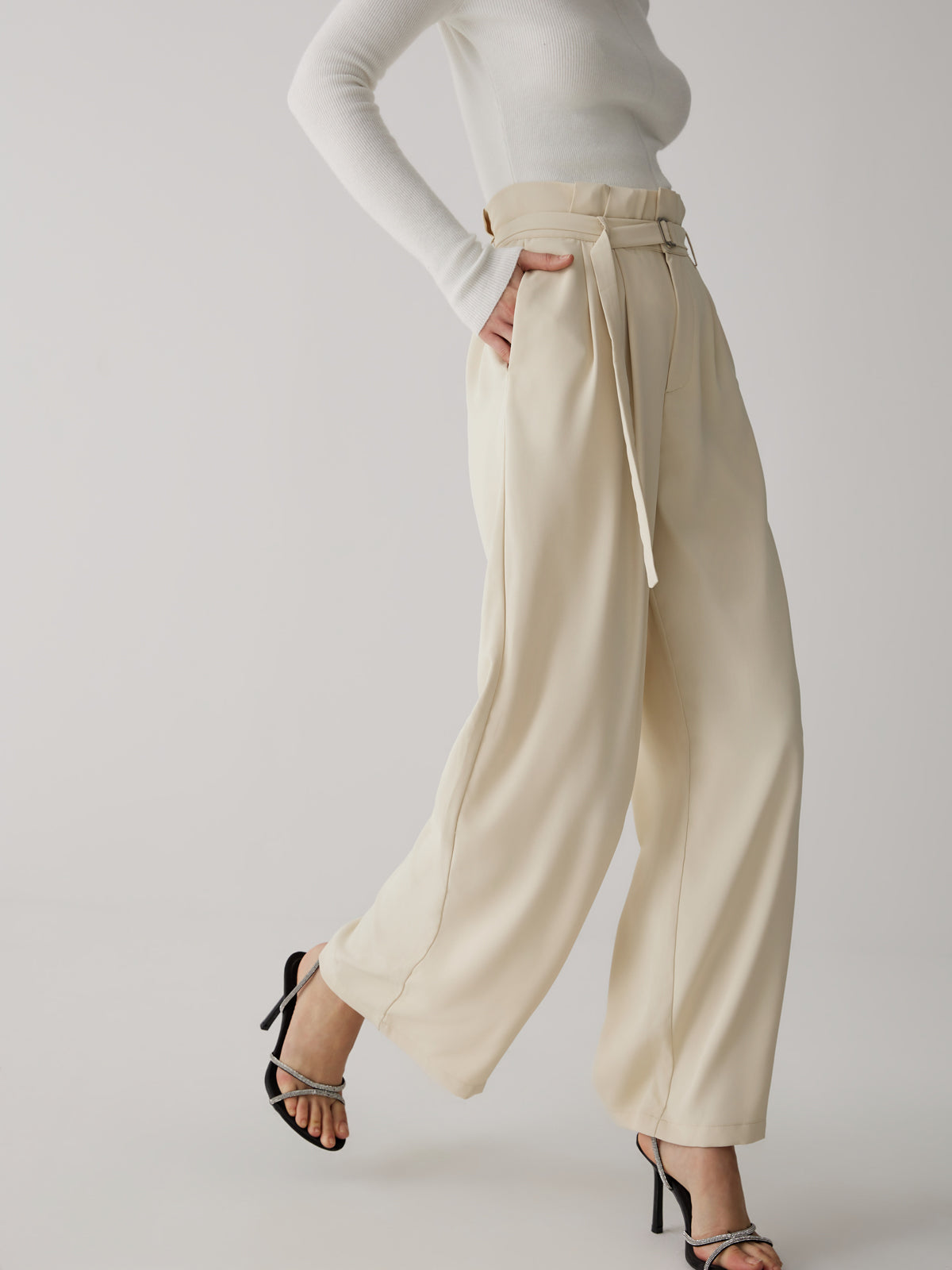 Maxct Wide-Leg Long Pants With Belt