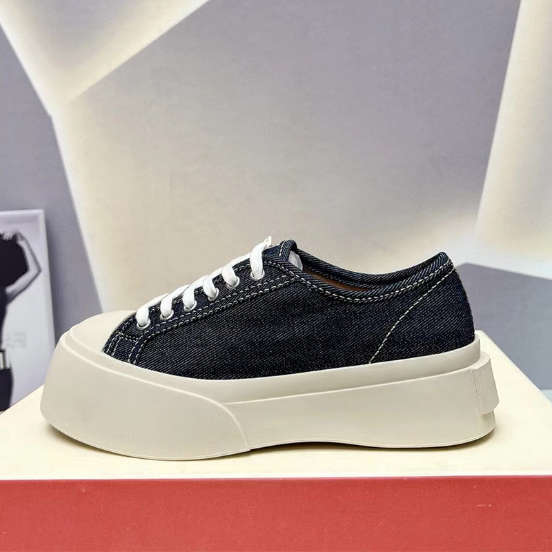 Platform Sneakers - Round Toe Lace-up Leather Comfort