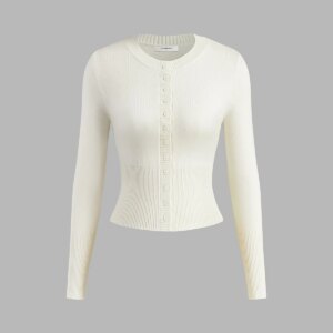 Maxct-Fall Casual Outfits Crew Neck Long Sleeve Cardigan