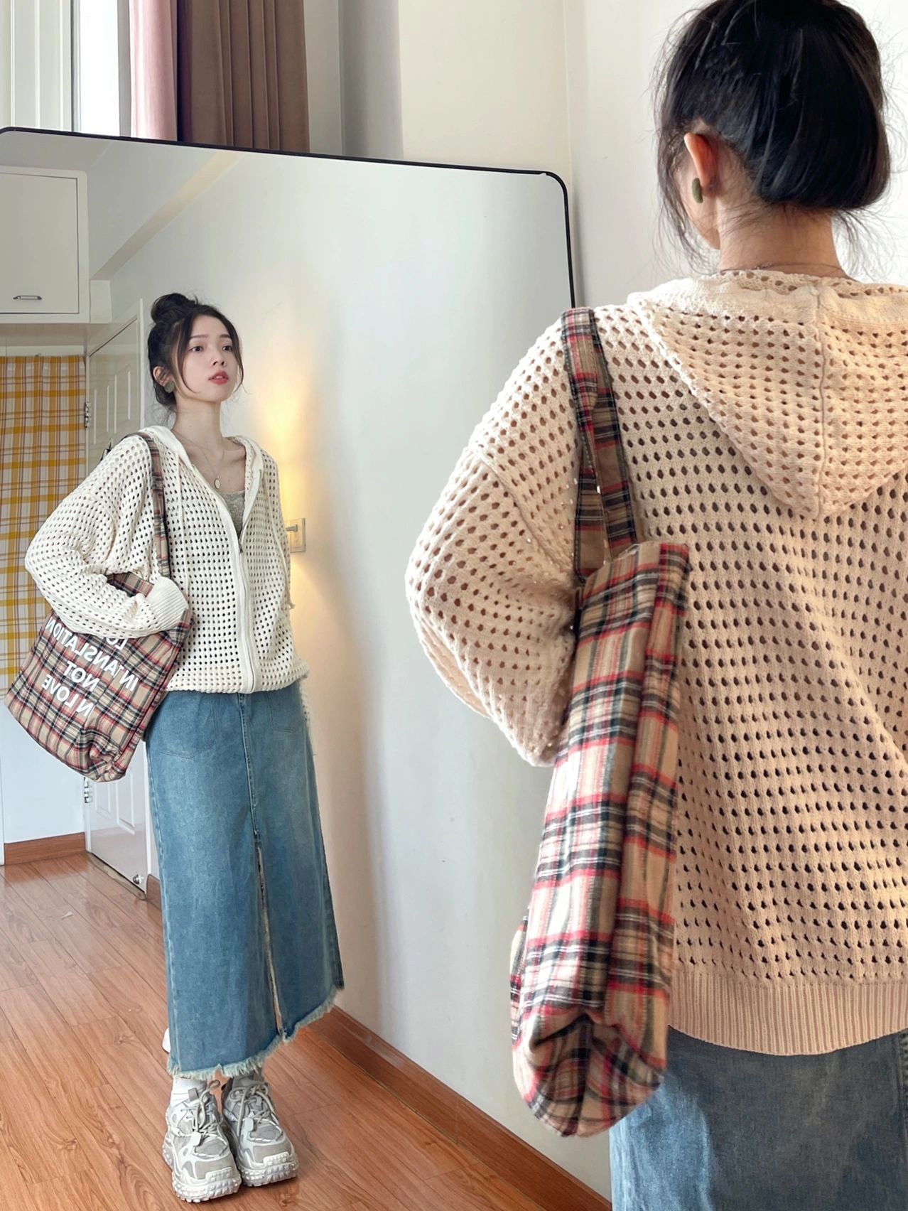 Maxct Knit All Over Cutout Hooded Cardigan
