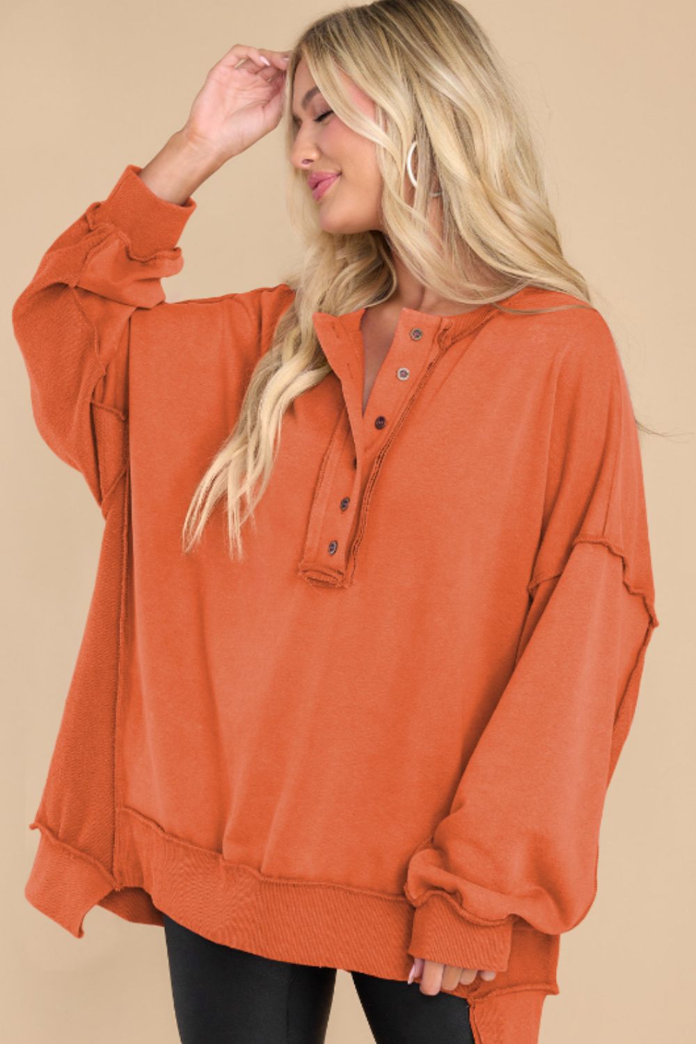 Maxct &Exposed Seam Long Sleeve Sweatshirt