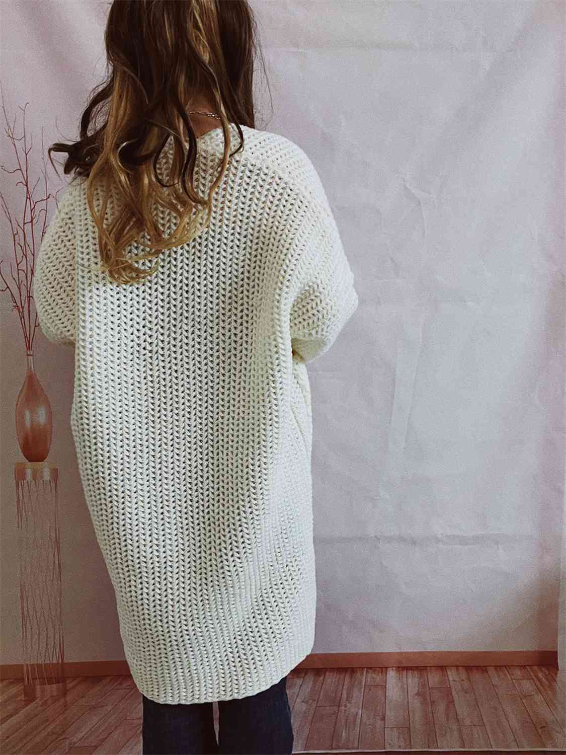 Maxct &Open Front Long Sleeve Cardigan with Pockets
