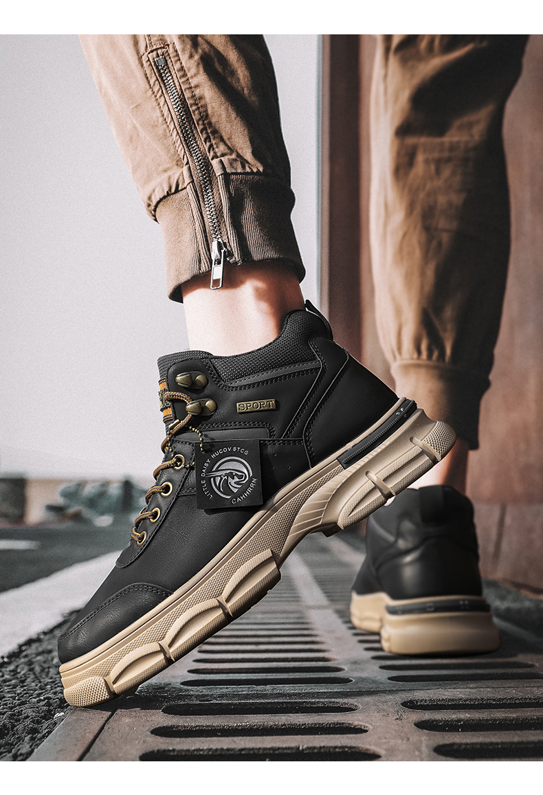 Platform Leather Men's Martin Boots - true deals club