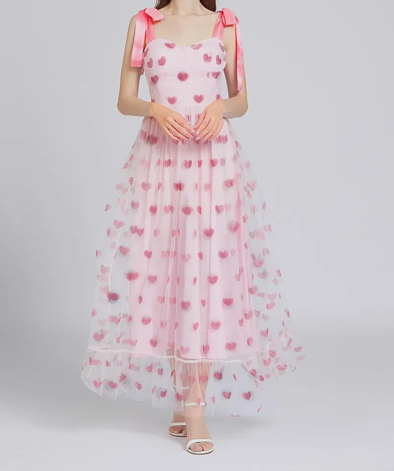 Glitter Hearts Tulle Maxi Dress Maxct