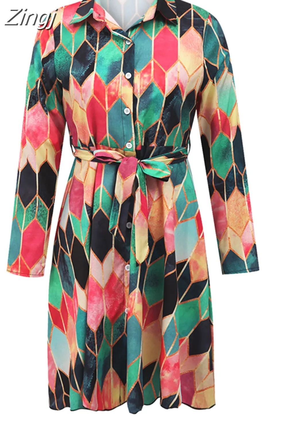 Maxct Women Printed Long Sleeve Dress Casual Bandage Mini A-line Dresses Sexy Party Summer Feminias Vestidos Women Clothes
