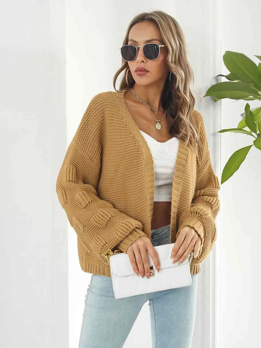 Maxct &Open Front Ribbed Trim Cardigan