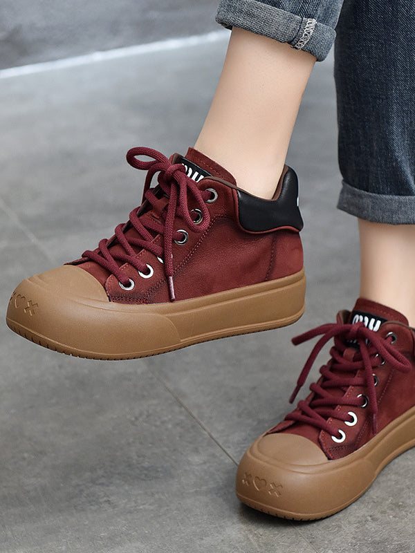 Vintage Leather Lace-Up Short Boots Maxct