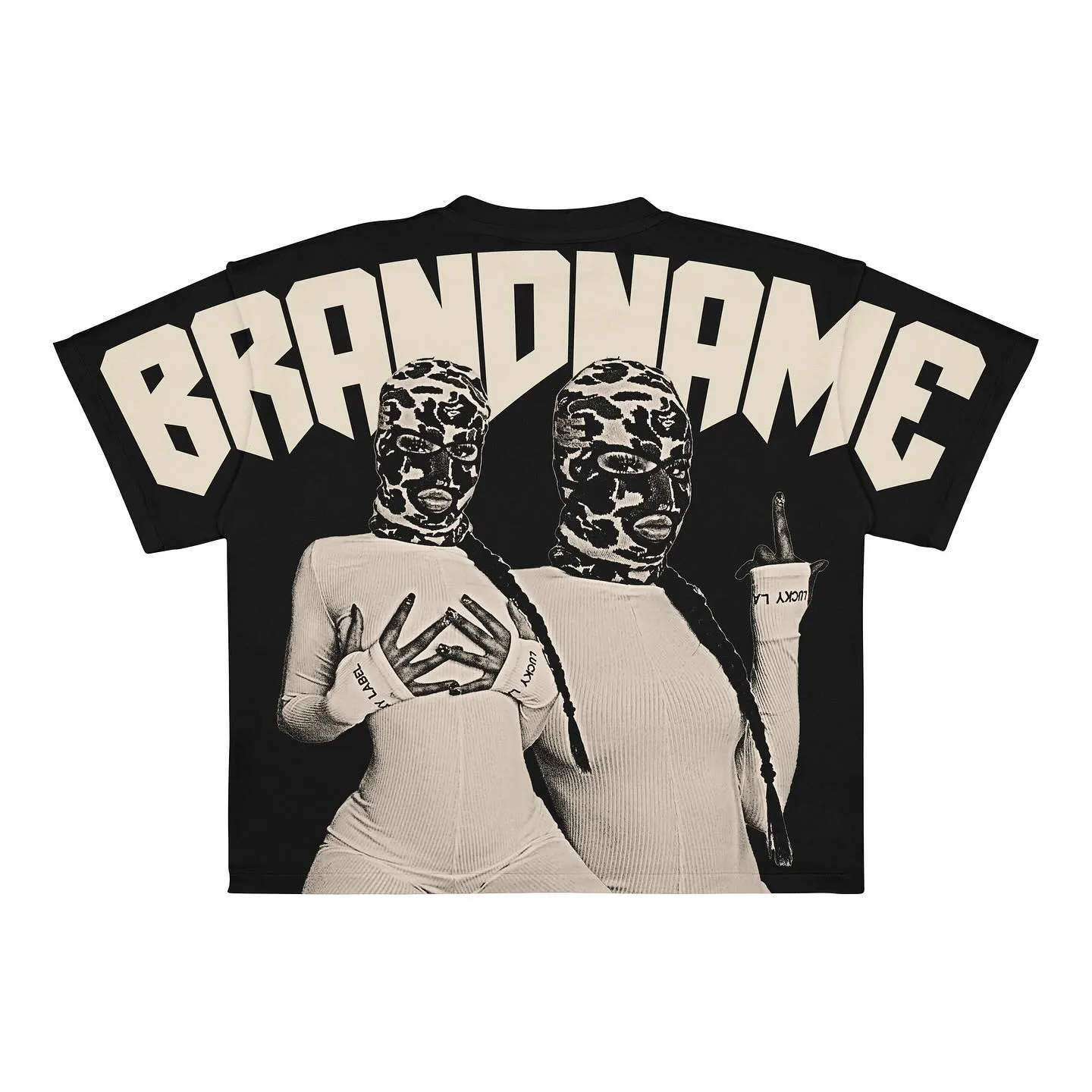 New European and American trendy Gothic print oversized T-shirt men's high street Harajuku hip-hop short-sleeved loose T-shirt