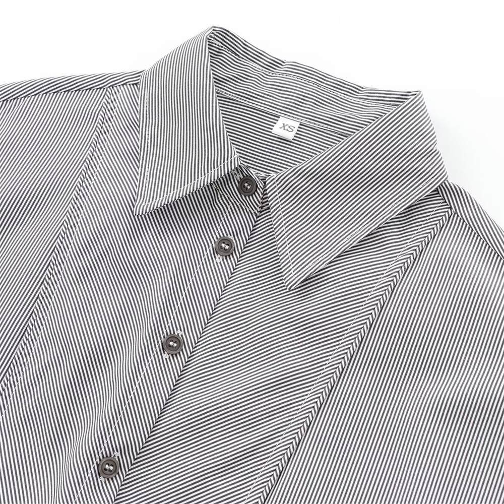 Autumn New Product Women's Fashion Loose Casual Collar Long Sleeve Single breasted Striped Shirt Top