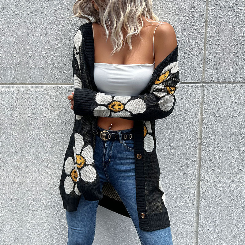 Maxct &Floral Button Down Longline Cardigan