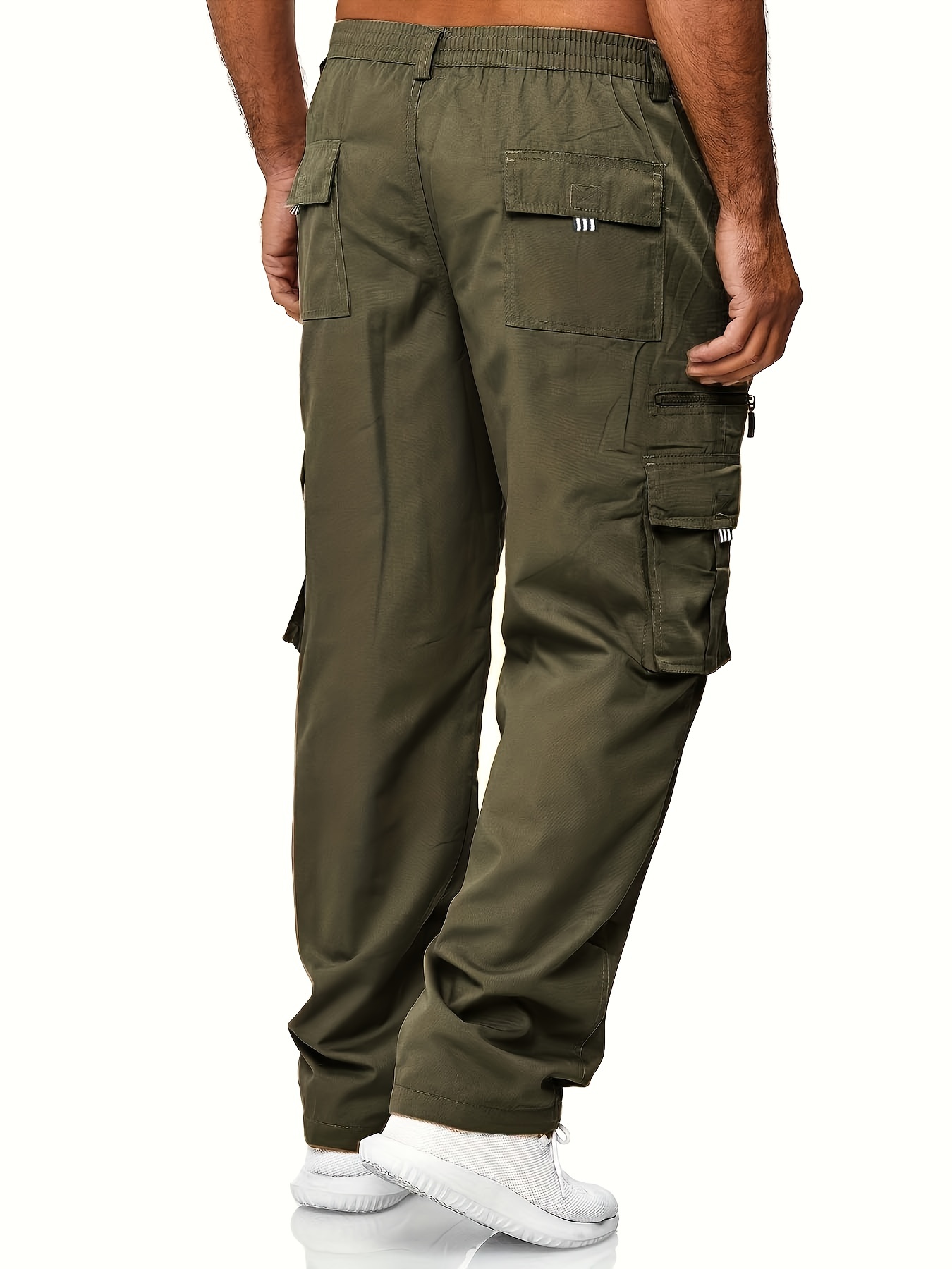 Men's Cargo Pants Casual Loose Fit Straight Leg Pants With Flap Pockets