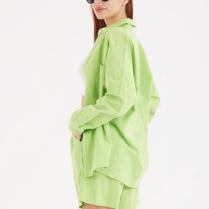 Maxct Single-breasted Long Sleeve Shirt Shorts Suit