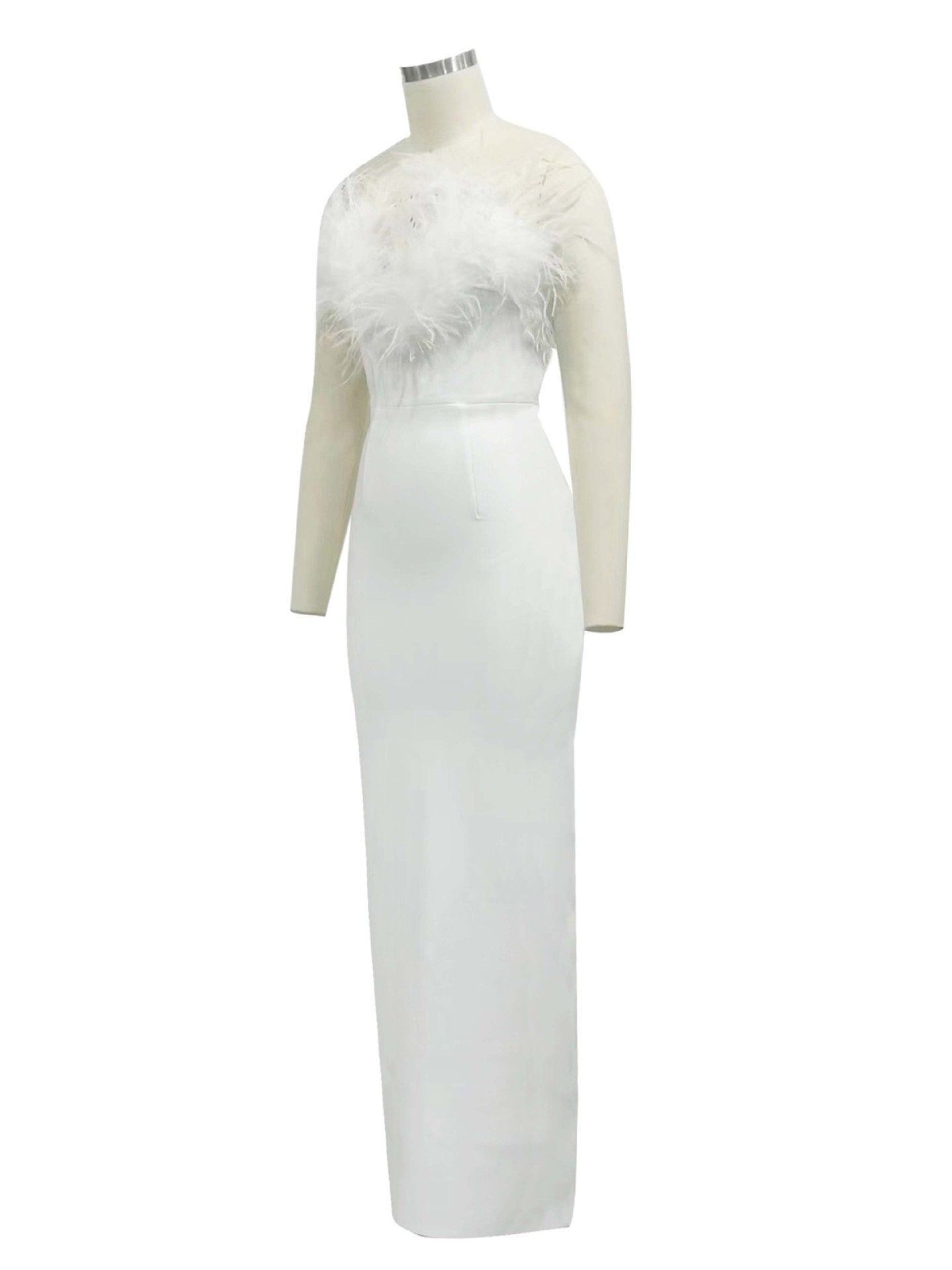 Maxct High-end Trendy Niche Designer Evening Dress Autumn And Winter Women's Clothing Trend Ostrich Hair Gowns Bandage Dress Women