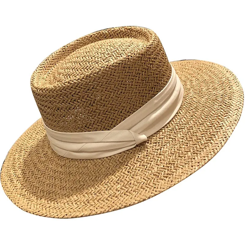 Internet Celebrity Ins Travel Wide Brim Flat Top Japanese Style Straw Hat