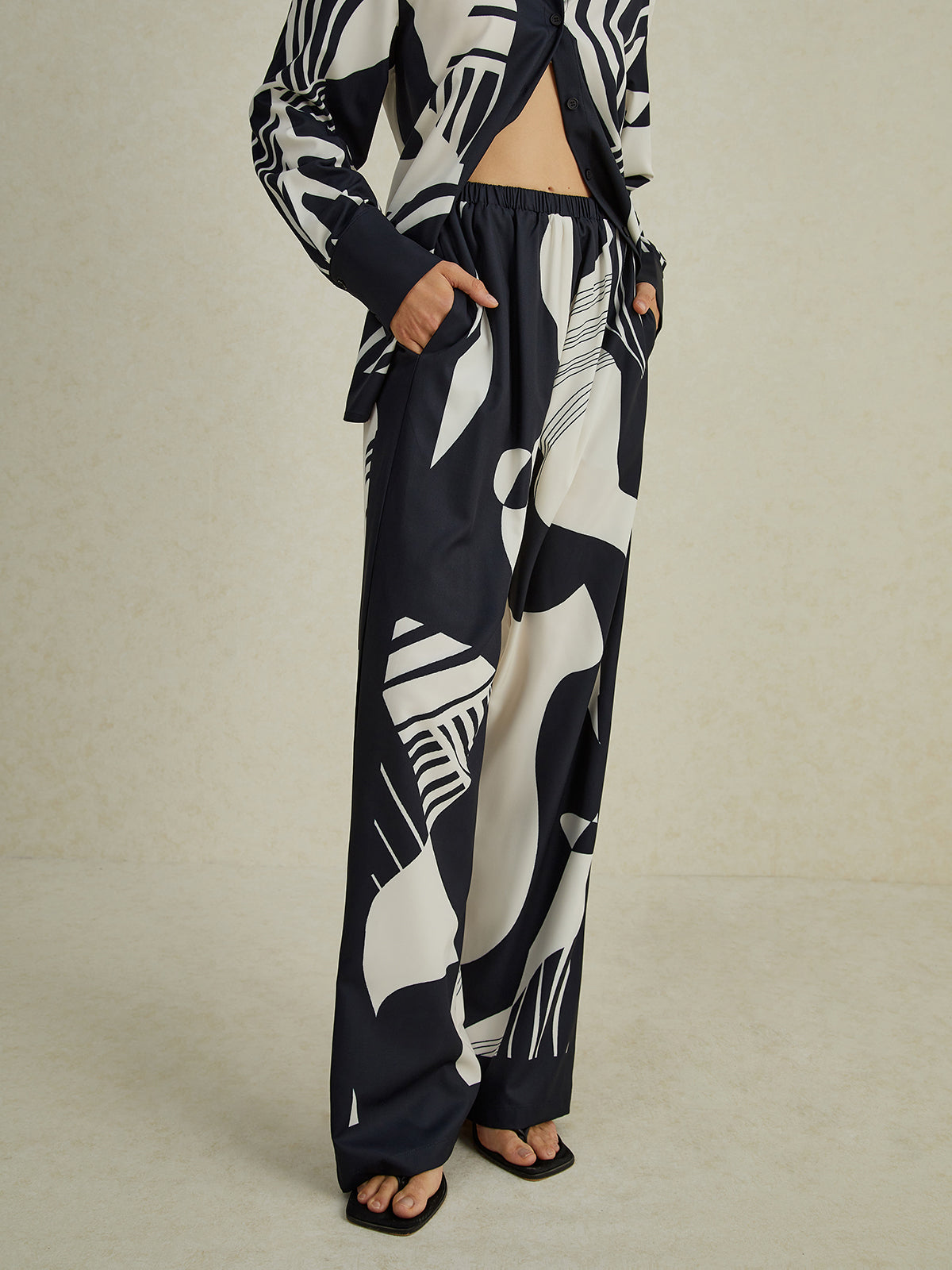Maxct Irregular Print Wide Leg Pants Set