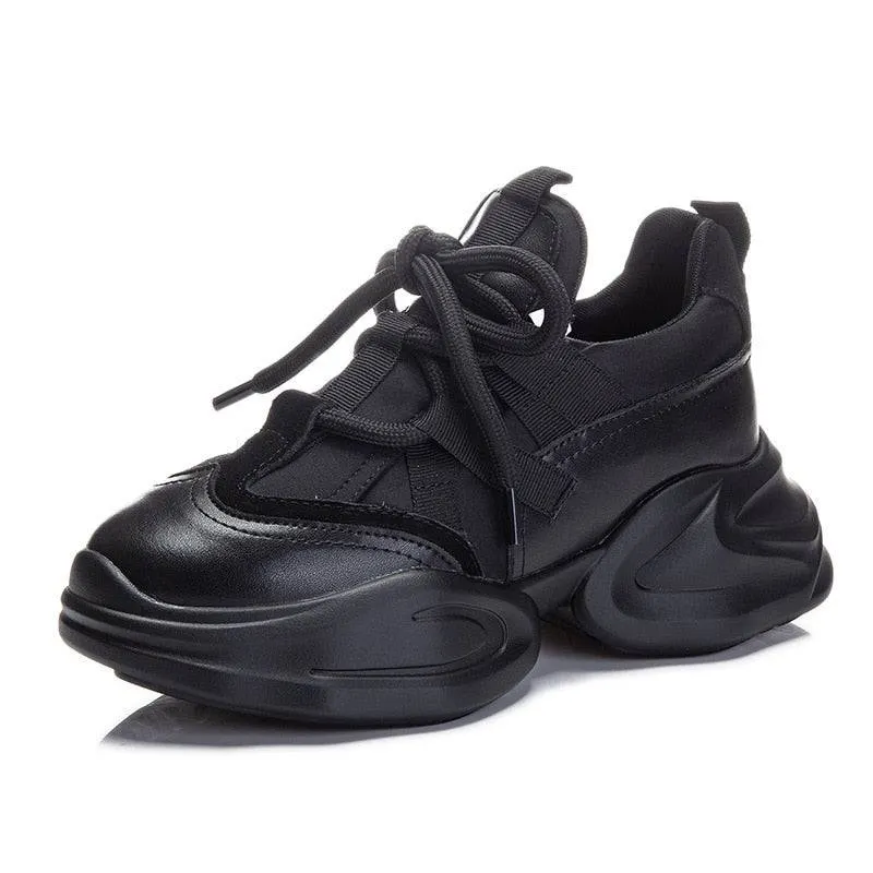 Women's  8cm Leather Air Mesh Platform Sneakers Maxct
