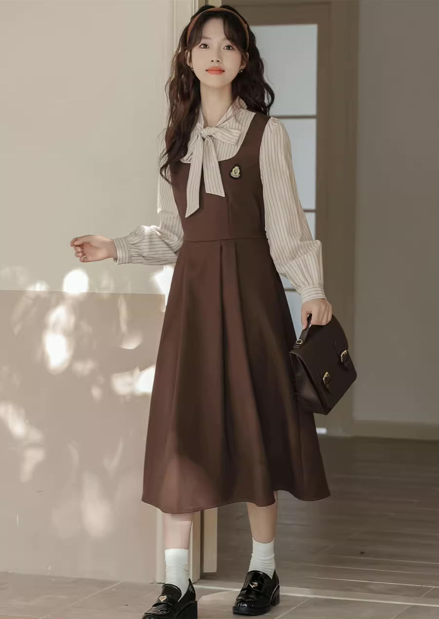 Stripe Academia Twofer Midi Dress Maxct
