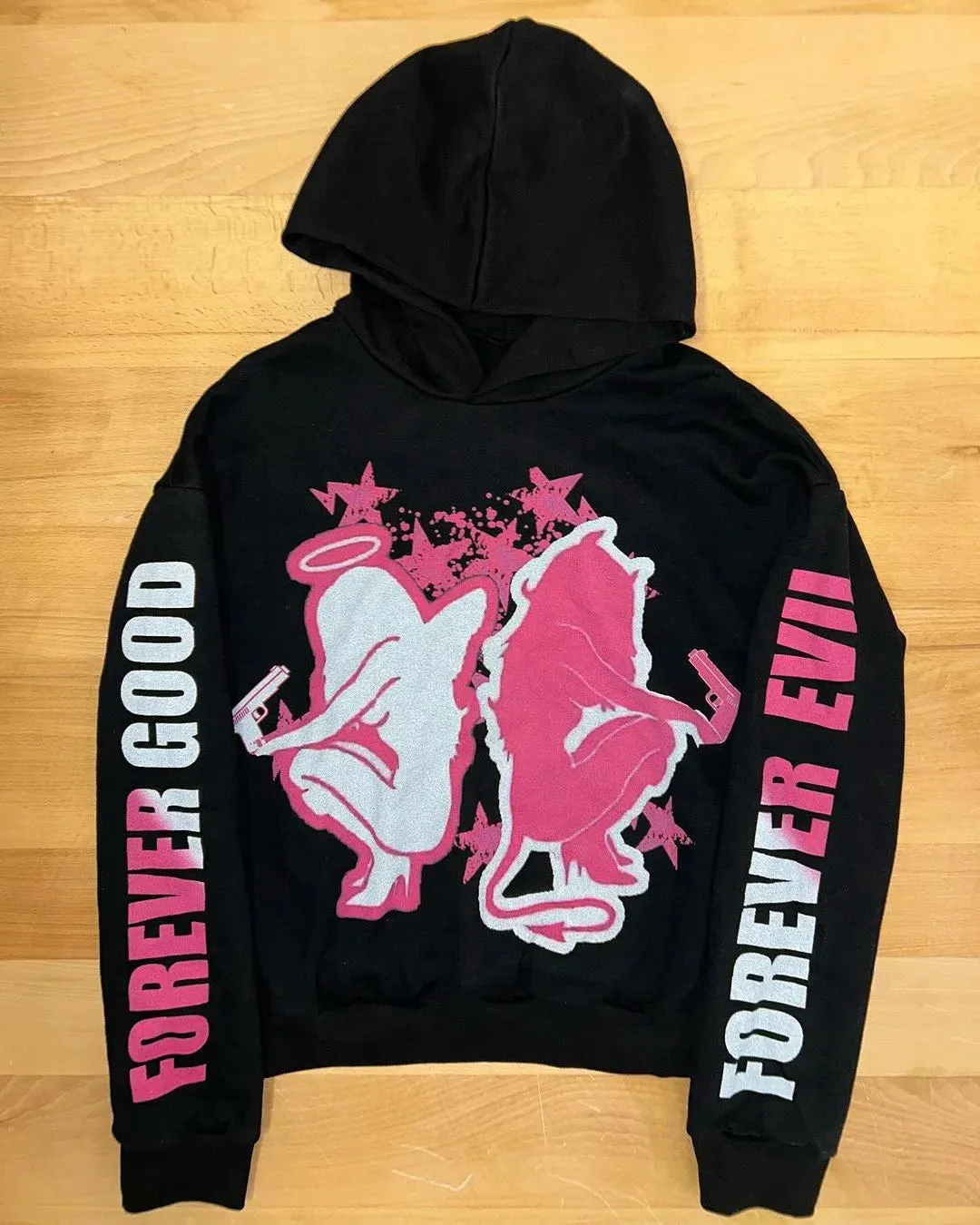 Maxct Y2k Long Sleeved Pullover Hoodie Sweatshirt Dark High Street Oversized Streetwear Hip-Hop Punk Print Pattern Top Clothing Jacket