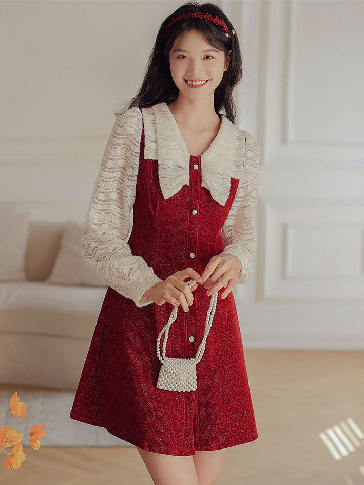 Lace Bow Sweater Dress Maxct