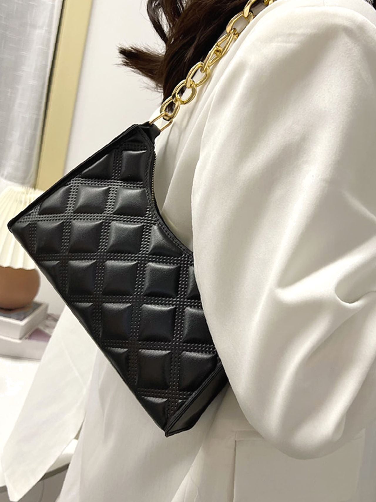 Bag For Love - Quilted Chain Baguette Bag - Women Maxct Bags