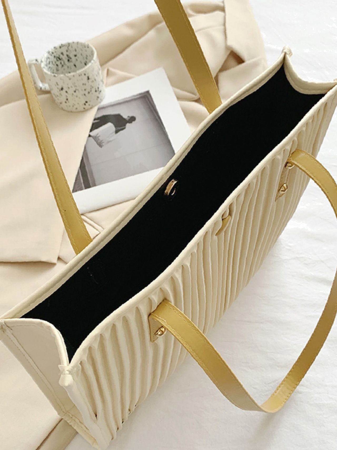 Maxct - Vertical Striped Shoulder Tote Bag  - Women Tote Bags