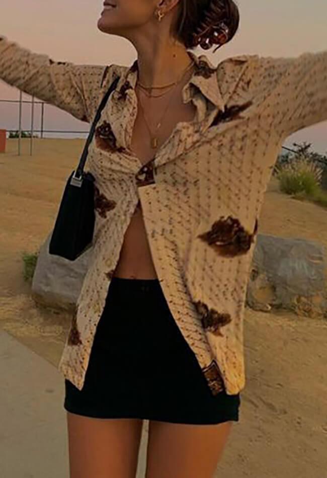 Maxct Printed Long Sleeve Blouse