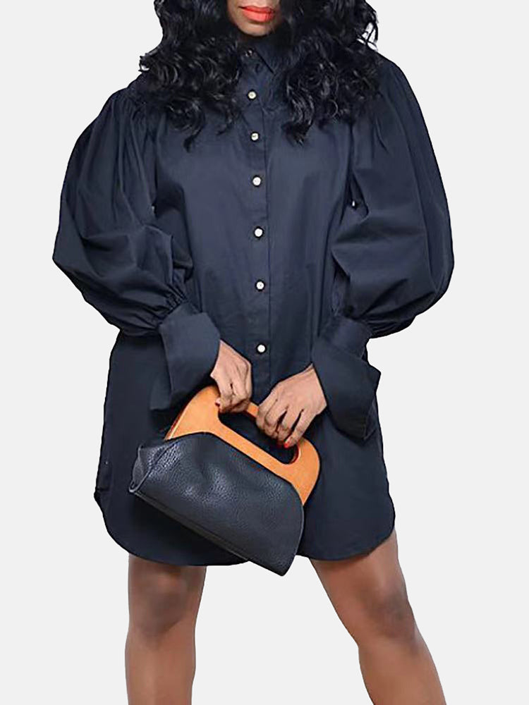 Ruched Puff Sleeve Mini Dress Maxct