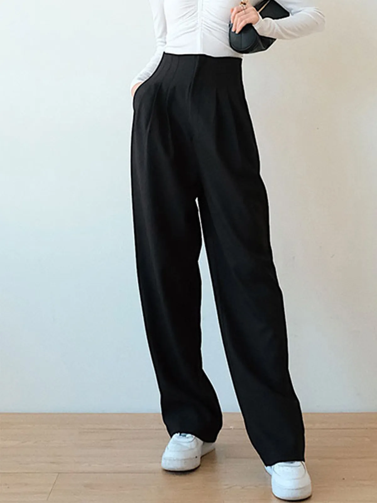 Maxct High Waist Pleated Wide Leg Pants