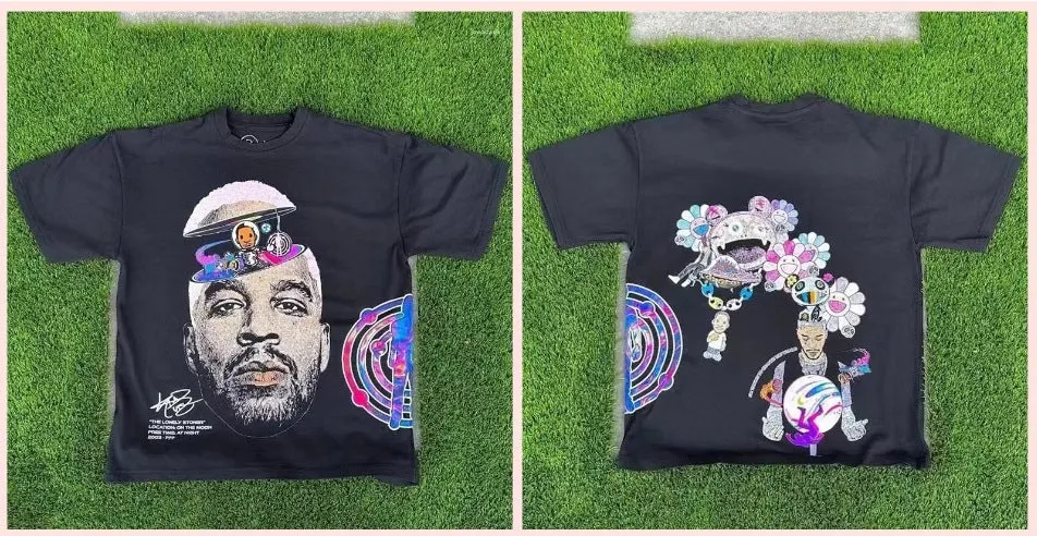 Maxct 90S Streetwear Men'S T-Shirt Retro Trend Portrait Print Short Sleeve T-Shirt Y2K Gothic Harajuku Hip Hop Couple Casual Loose 0924