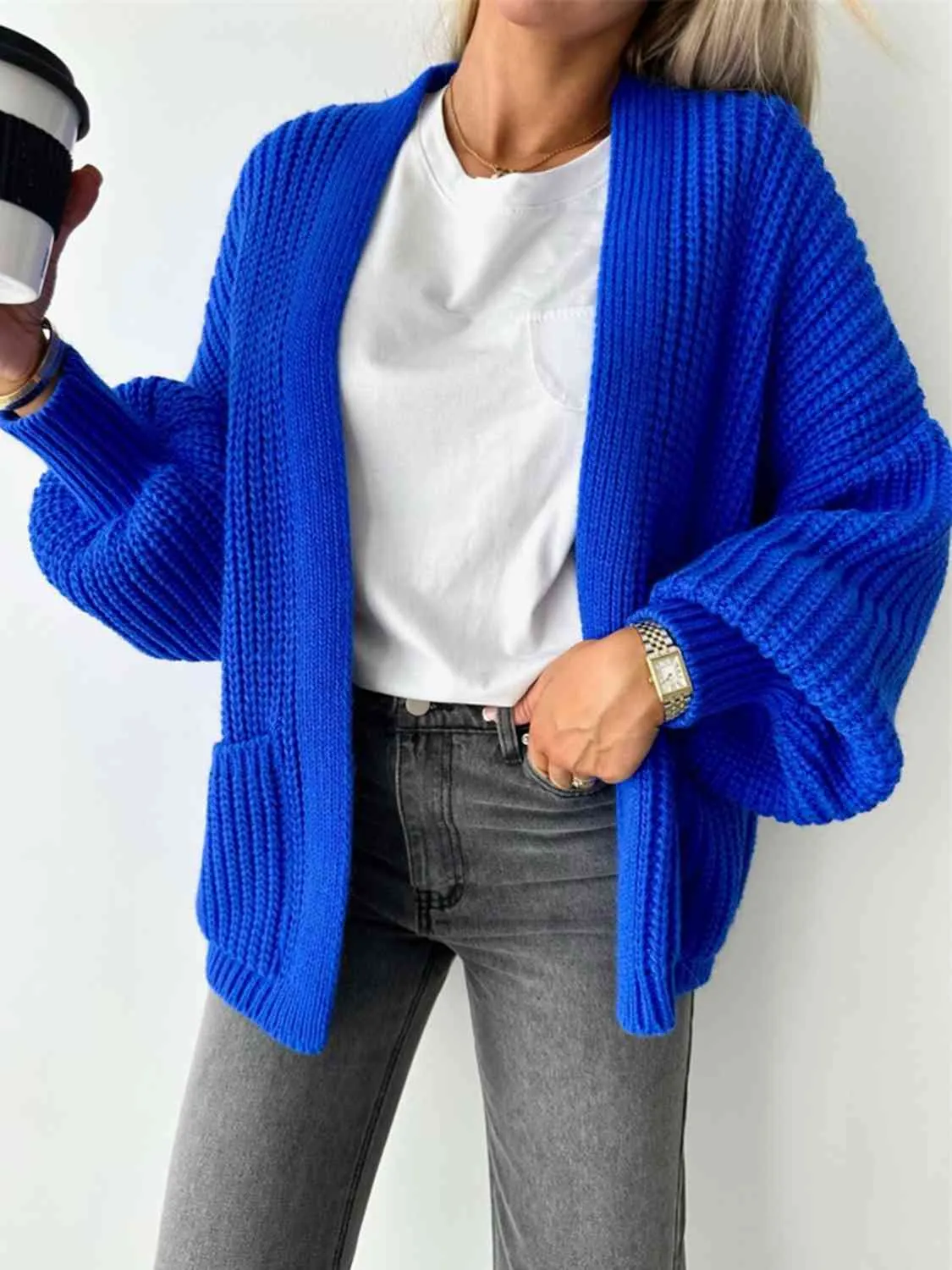 Maxct &Open Front Dropped Shoulder Cardigan