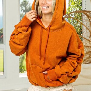 Maxct &BiBi Ruched Long Sleeve Washed Fleece Hoodie