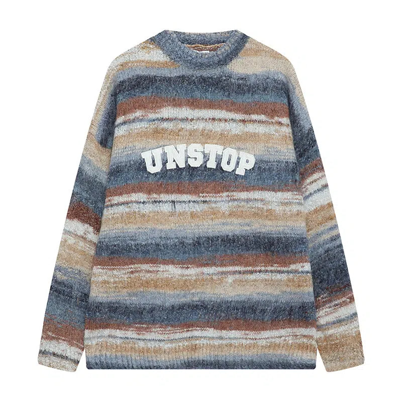 Maxct Faux Mohair Colorful Striped Sweater
