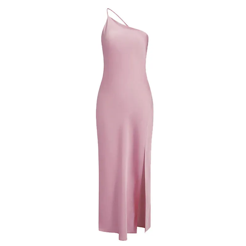 Slim-Fit Off-Shoulder Solid Color Backless Long Dress Maxct