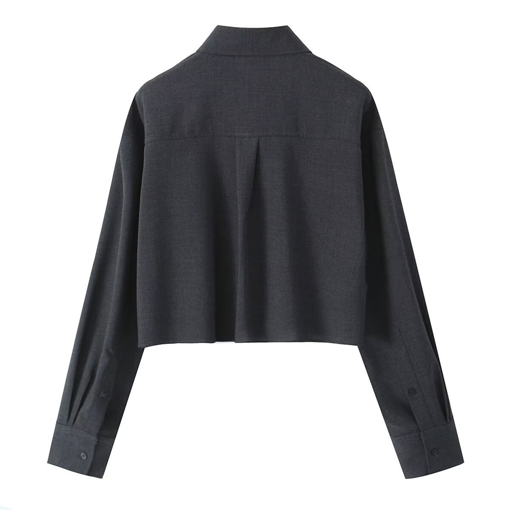 Autumn New Product Women's Clothing Style Long Sleeve Collar Short Shirt High Waist Versatile Shorts Casual Set