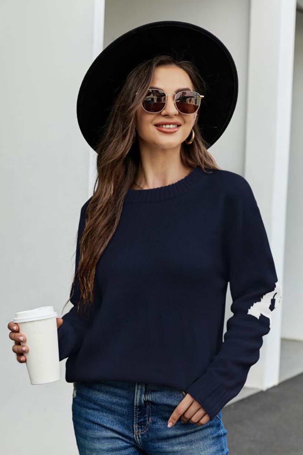 Maxct &Round Neck Dropped Shoulder Sweater
