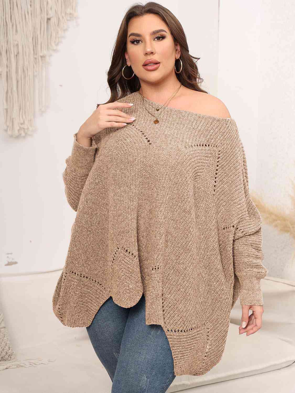 Maxct &Plus Size Round Neck Batwing Sleeve Sweater